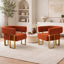 Ver imagem 1 de Kit 02 Poltrona Cadeira Decorativa Sala Clinica Versátil Loy:bouclé Terra Cota