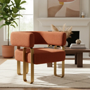 Ver imagem 4 de Kit 02 Poltrona Cadeira Decorativa Sala Clinica Versátil Loy:bouclé Terra Cota
