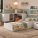 Ver imagem 2 de Kit Cama Infantil Montessoriana com Escrivaninha e Colchão Incluso Aura Multimóveis MP4822 Branco