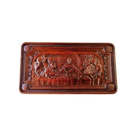 Quadro Santa Ceia Entalhado em Madeira Maciça