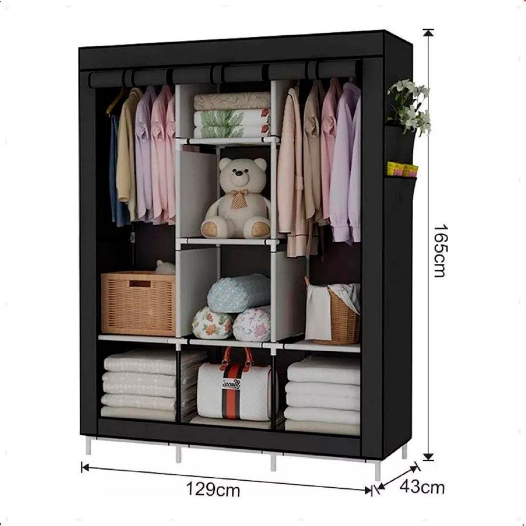 Guarda Roupa Dobrável Organizador Roupa Portátil Armário 3 P