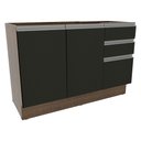 Ver imagem 1 de Balcão de Pia Armário de Cozinha 2 Portas e 3 Gavetas Rustic/Preto Glamy Madesa