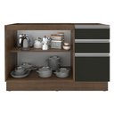 Ver imagem 4 de Balcão de Pia Armário de Cozinha 2 Portas e 3 Gavetas Rustic/Preto Glamy Madesa