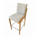 Ver imagem 5 de Kit 2 Banqueta Aura Alta Madeira Maciça e Linho 25 Bege Design Moderno Conforto com Apoio para Pés M