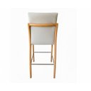Ver imagem 3 de Kit 2 Banqueta Aura Alta Madeira Maciça e Linho 25 Bege Design Moderno Conforto com Apoio para Pés M