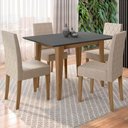 Ver imagem 2 de Conjunto Sala de Jantar Mesa com Tampo Chanfrado Kate 4 Cadeiras Estofadas Jade Poliman