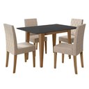 Ver imagem 1 de Conjunto Sala de Jantar Mesa com Tampo Chanfrado Kate 4 Cadeiras Estofadas Jade Poliman
