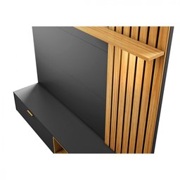 Painel Bancada Suspensa para Tv até 60 Polegadas Ripado 160cm Tocantins Preto Fosco/noce Milano - 6