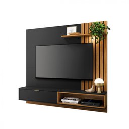 Painel Bancada Suspensa para Tv até 60 Polegadas Ripado 160cm Tocantins Preto Fosco/noce Milano - 4