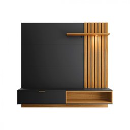 Painel Bancada Suspensa para Tv até 60 Polegadas Ripado 160cm Tocantins Preto Fosco/noce Milano - 2