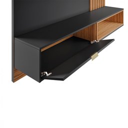 Painel Bancada Suspensa para Tv até 60 Polegadas Ripado 160cm Tocantins Preto Fosco/noce Milano - 5