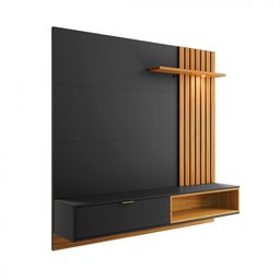 Painel Bancada Suspensa para Tv até 60 Polegadas Ripado 160cm Tocantins Preto Fosco/noce Milano - 3