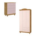 Ver imagem 1 de Conjunto Cômoda e Guarda Roupa Lara Design Clean Minimalista:nature Rosa