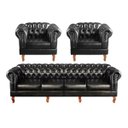 Ver imagem 1 de Conjunto Sofá 4 Lugares E Poltronas Chesterfield Capitonê Dom Pedro - Courissimo Preto
