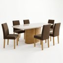 Ver imagem 2 de Conjunto de Sala de Jantar 6 Lugares com Mesa 180x90cm e Cadeiras Cinamomo Off White