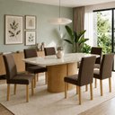 Ver imagem 1 de Conjunto de Sala de Jantar 6 Lugares com Mesa 180x90cm e Cadeiras Cinamomo Off White