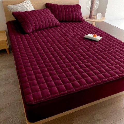 Lençol Impermeável para Colchão Matelado Microfibra 100% Poliéster King 1 Peça Vinho Oem