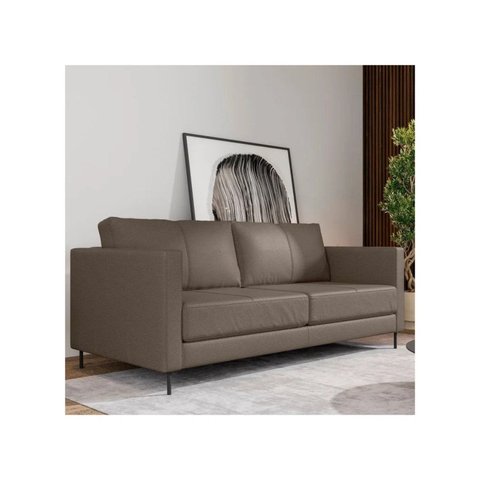 Sofá de Couro Legítimo 3 Lugares Zeus 220 cm Yescasa