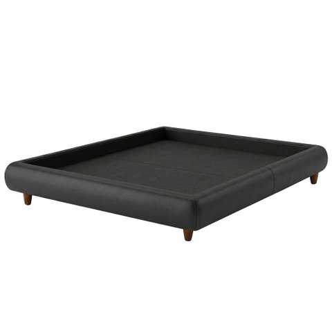 Cama King Base Box Pés Madeira 210cm Nami Corano Preto - Nexta Casa