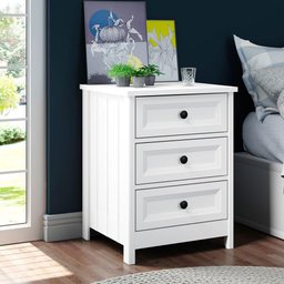 Mesa de Cabeceira Ditália 2 Unidades 3 Gavetas DM-111 Branco - 2