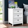 Mesa de Cabeceira Ditália 2 Unidades 3 Gavetas DM-111 Branco - 2