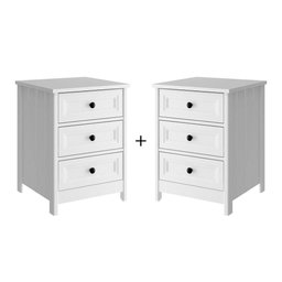 Mesa de Cabeceira Ditália 2 Unidades 3 Gavetas DM-111 Branco - 1