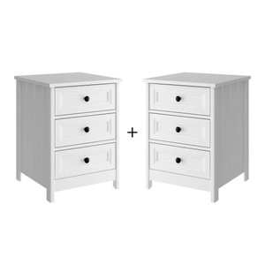 Mesa de Cabeceira Ditália 2 Unidades 3 Gavetas DM-111 Branco