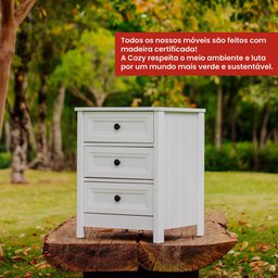 Mesa de Cabeceira Ditália 2 Unidades 3 Gavetas DM-111 Branco - 10