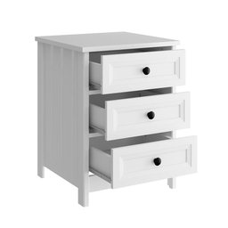 Mesa de Cabeceira Ditália 2 Unidades 3 Gavetas DM-111 Branco - 6