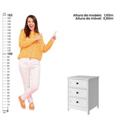 Mesa de Cabeceira Ditália 2 Unidades 3 Gavetas DM-111 Branco - 5