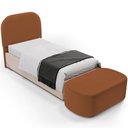 Ver imagem 1 de Cabeceira Cama Box 100cm Lanna com Puff Recamier Doha W01 Bouclê Terracota - Lyam Decor