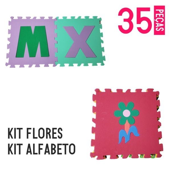 Kit Tapete EVA Alfabeto 26 Peças + Flores 9 Peças:Colorido/M/Homem - 9