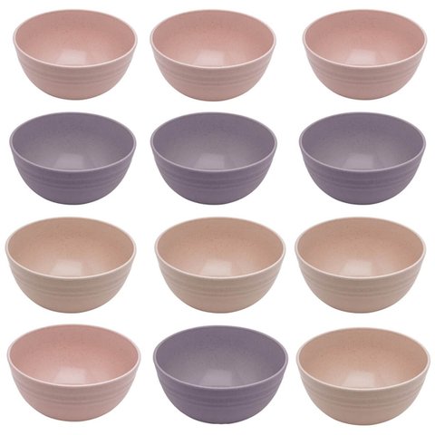Kit 12 Cumbucas Bowl de Bambu Ecológico Sortido Sobremesa Cereais Frutas Petiscos