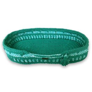Cama Pet Oval Verde Feito A Mão Fio De Malha Mimosbybeth