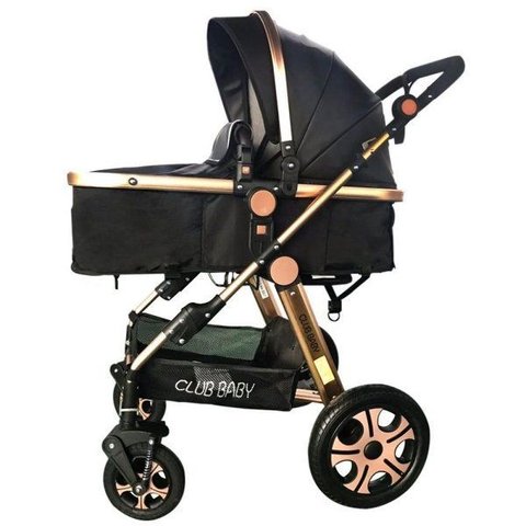 Carrinho de Bebê Golden Dourado Club Baby Preto