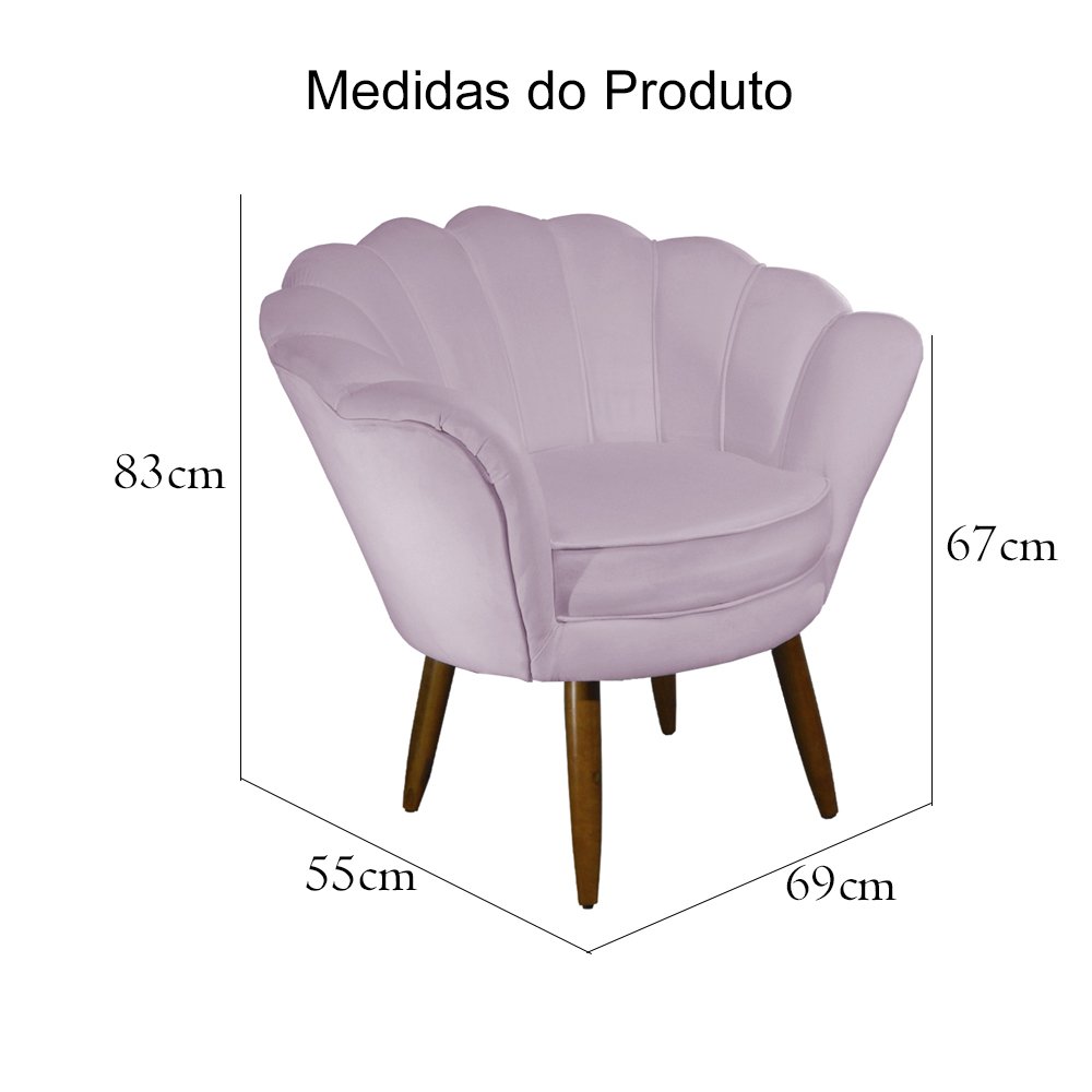 Poltrona Decorativa Pétala Pés Palito Suede Lilás - Ds Estofados - 5