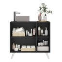 Ver imagem 4 de Gabinete Banheiro 3 Portas Retrô 90Cm Multimóveis Mp5030 Preto/Branco