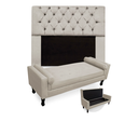 Ver imagem 1 de Jogo Com Cabeceira Mirage + Recamier Baú Fenix Queen 160 cm Suede Bege - LM DECOR