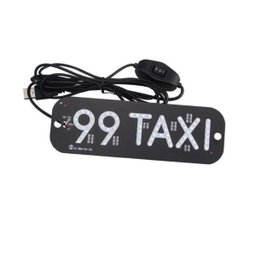 Placa Em Led Com Escrita 99 Taxi Tomada Usb Ventosa De Vidro - 1