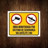 Placa Sinalização Obra Monitorada Sistema Segurança 36x46 - 1