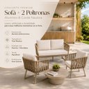 Ver mais imagens de Conjunto Sofa + 2 Poltronas Tricô Náutico Alumínio Resistente Aquablock Área Gourmet Jardim:Champanh