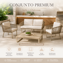 Ver imagem 6 de Conjunto Sofa + 2 Poltronas Tricô Náutico Alumínio Resistente Aquablock Área Gourmet Jardim:Champanh