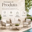 Ver imagem 2 de Conjunto Sofa + 2 Poltronas Tricô Náutico Alumínio Resistente Aquablock Área Gourmet Jardim:Champanh