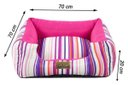 Ver imagem 4 de Cama Quadrada para Cachorro ou Gato Luppet Luxo Rosa Listras Gg