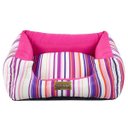 Ver imagem 2 de Cama Quadrada para Cachorro ou Gato Luppet Luxo Rosa Listras Gg