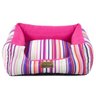 Cama Quadrada Para Cachorro Ou Gato Luppet Luxo Rosa Listras GG - 2