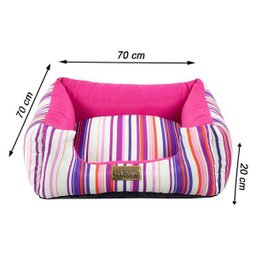 Cama Quadrada Para Cachorro Ou Gato Luppet Luxo Rosa Listras GG - 4
