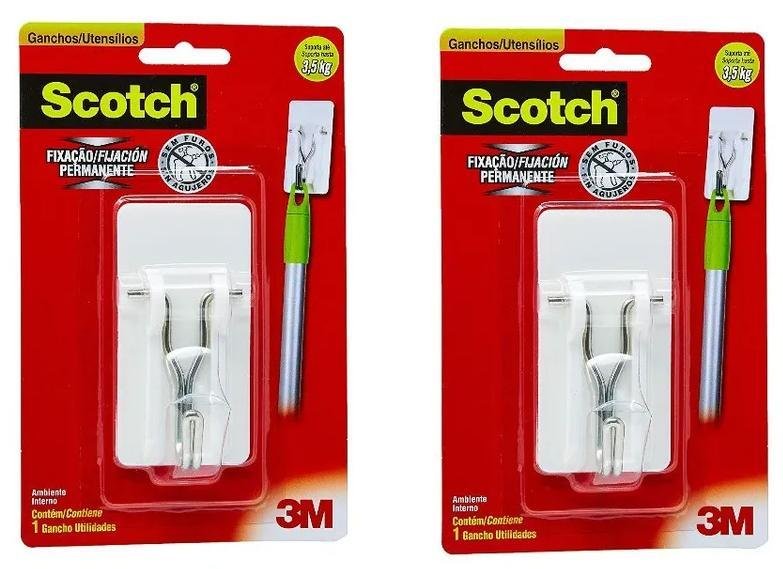 Kit 4 Gancho Adesivo Scotch 3m Utensílios Suporta Ate 3,5kg - 3