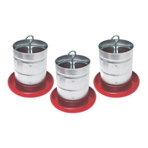 Kit 3 Comedouro Galvanizado 5kg Prato Plástico para Aves