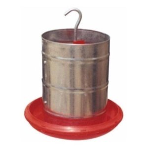 Comedouro Galvanizado 3kg Prato Plástico Vermelho para Aves